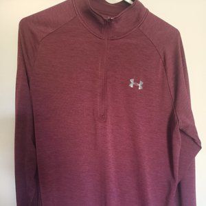 Men's Maroon Loose Heatgear  Under Armour  1/4 zip Long Sleeve Shirt